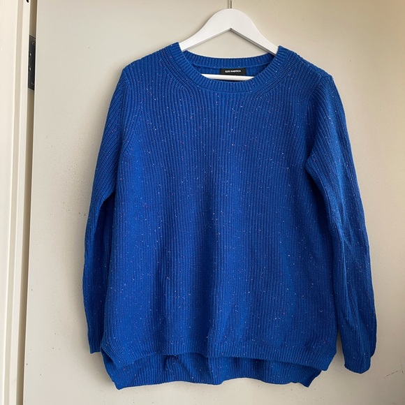 525 America Emma Shaker Sweater in Indigo Confetti - Picture 6 of 11